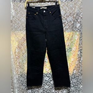 Levi's Women's High Rise ribcage straight Black Jeans sz 27